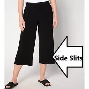 Susan Graver Black Cropped Pants with Side Slits
